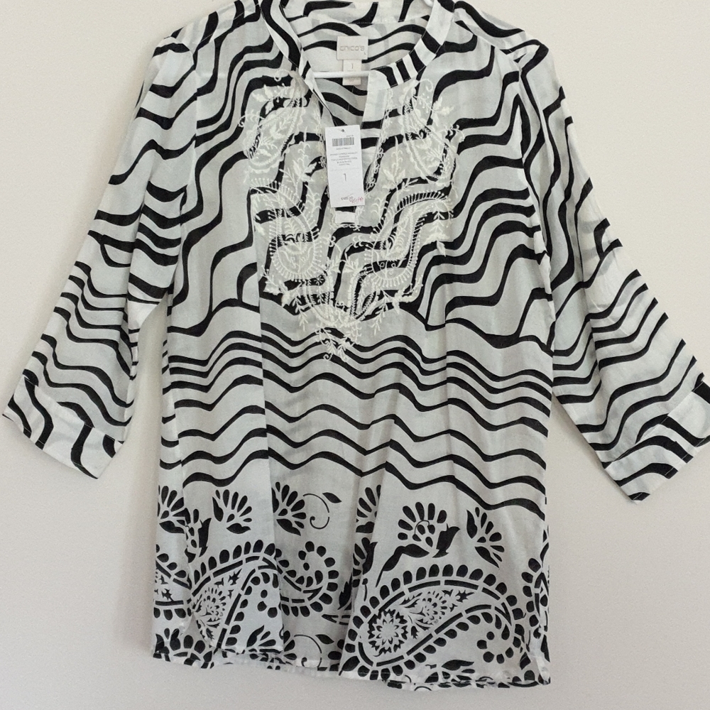 Chico's Black & White Cotton Tunic